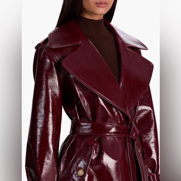 Alice and Olivia NEVADA VEGAN TRENCH COAT color|Oxblood - Picture 3 of 7